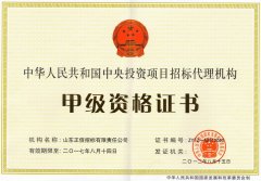 中央投資項目招標(biāo)代理機構(gòu)甲級資格證書